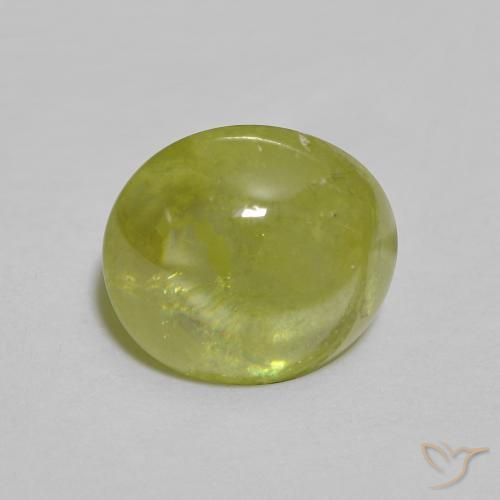 2.10 ct Green Sphene Stone, Natural Sphene in Oval Cabochon Shape for Sale