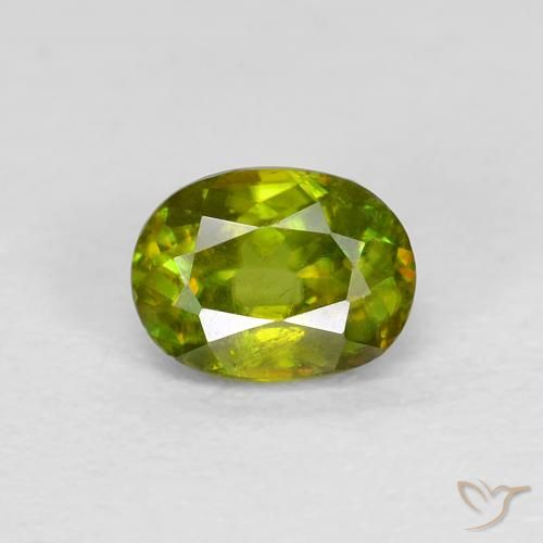 0.57ct Natural Medium Dark-Green Sphene, Oval, VVS-VS