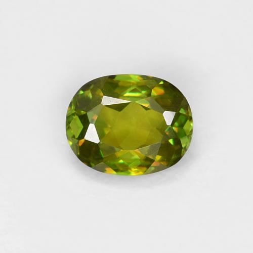 4.9 x 3.9mm Oval Facet Green Sphene from Sri Lanka, Weight of 0.4ct, Natural untreated Gemstone in VVS-VS Clarity, 1pc Sphene - Color: Forest Green, Mohs Hardness of 5 - 5.5, Photo A