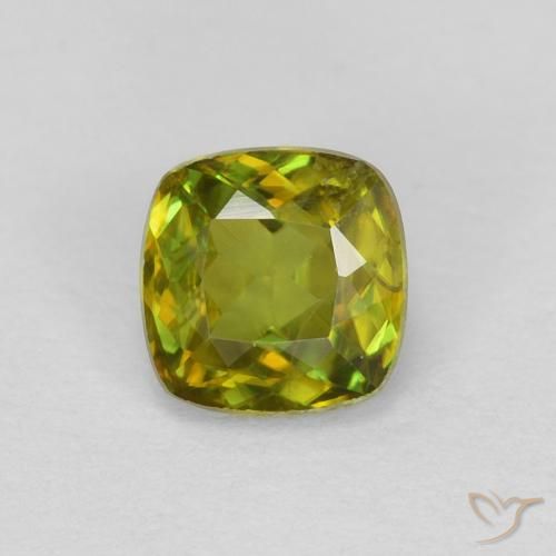 0.48ct Natural Medium Green Sphene, Cushion, VVS-VS