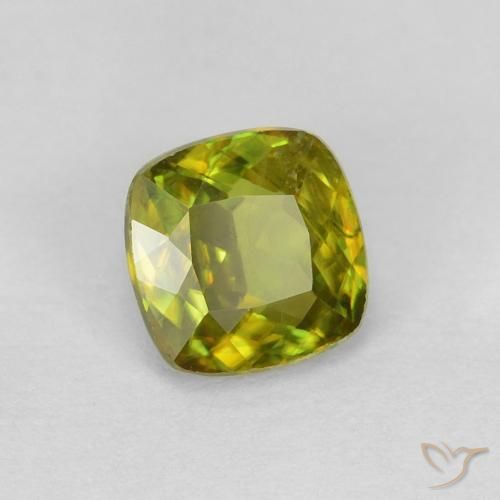 0.48 ct Green Sphene Stone, Natural Sphene in Cushion-Cut Shape for Sale