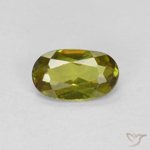 0.34ct Natural Warm Earthy Green Sphene, Oval, VVS-VS