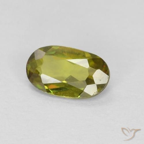 0.34 ct Green Sphene Stone, Natural Sphene in Oval Facet Shape for Sale