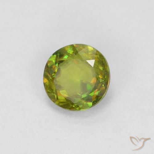 0.34 ct Green Sphene Stone, Natural Sphene in Round Facet Shape for Sale
