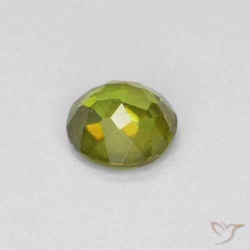Sphene Gemstone in 4.3 mm Size for Sale, Sphene Stone in Forest Green Color