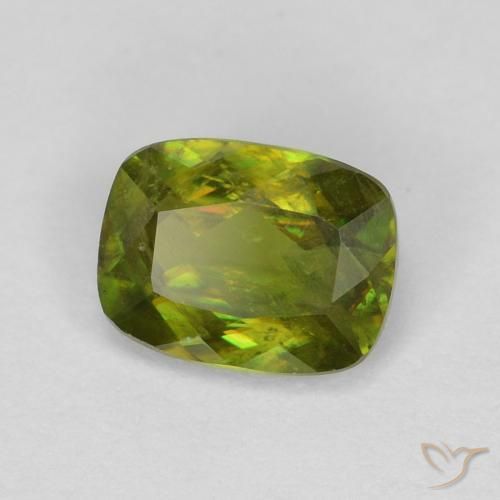 0.62 ct Green Sphene Stone, Natural Sphene in Cushion-Cut Shape for Sale