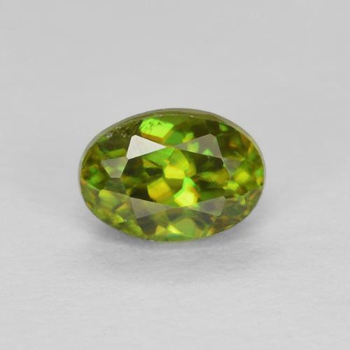 0.48 ct Green Sphene Gemstone, Sphene Gem in Oval Facet Shape for Sale.