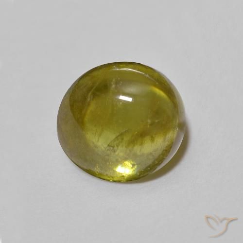 1.36 ct Golden Sphene Stone, Natural Sphene in Oval Cabochon Shape for Sale