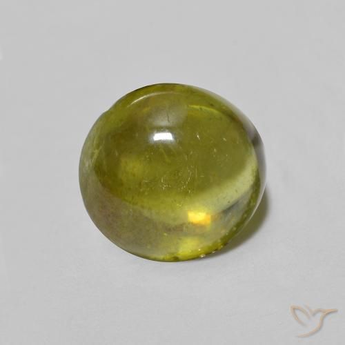 1.38 ct Green Sphene Stone, Natural Sphene in Oval Cabochon Shape for Sale