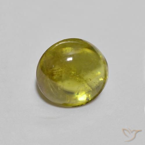 1.24 ct Golden Sphene Stone, Natural Sphene in Oval Cabochon Shape for Sale