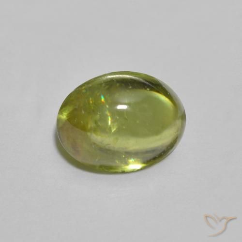 1.15 ct Green Sphene Stone, Natural Sphene in Oval Cabochon Shape for Sale