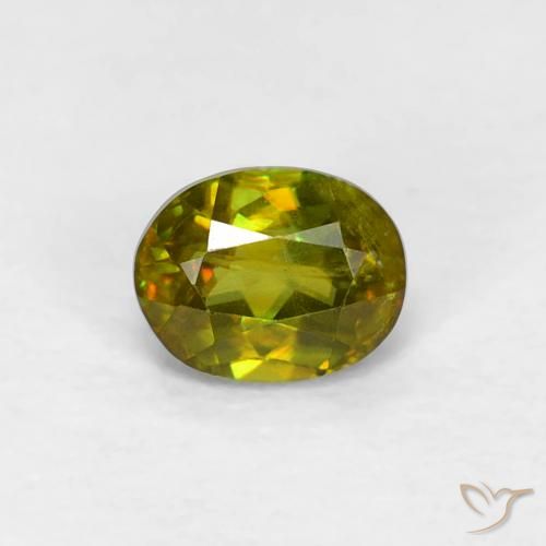 0.37ct Natural Medium Green Sphene, Oval, VVS-VS