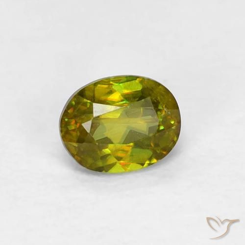 0.37 ct Green Sphene Stone, Natural Sphene in Oval Facet Shape for Sale