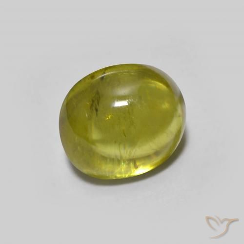 1.33 ct Green Sphene Stone, Natural Sphene in Oval Cabochon Shape for Sale