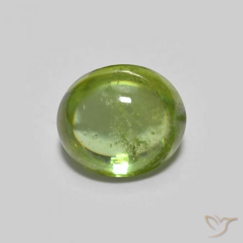 Sphène Vert oval cabochon du Sri Lanka, 6,2 x 5,5mm, poids de 1,12 ct, pierre gemme naturelle Non traité de pureté Transparent, 1 pièce de sphène, couleur Vert, dureté Mohs de 5 à 5.5, Photo A