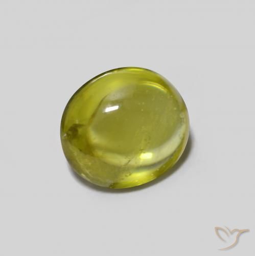 0.96 ct Green Sphene Stone, Natural Sphene in Oval Cabochon Shape for Sale