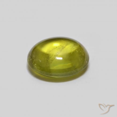 Sphene Gemstone in 6.3 x 5.5 mm Size for Sale, Sphene Stone in Warm Forest Green Color