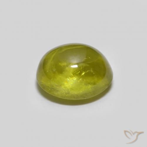 Sphene Gemstone in 6.2 x 5.4 mm Size for Sale, Sphene Stone in Warm Forest Green Color