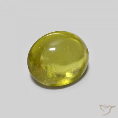 1.40 ct Green Sphene Stone, Natural Sphene in Oval Cabochon Shape for Sale