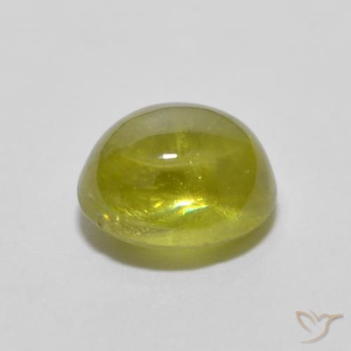Sphene Gemstone in 6.6 x 5.8 mm Size for Sale, Sphene Stone in Warm Forest Green Color