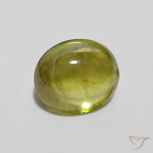 1.17 ct Green Sphene Stone, Natural Sphene in Oval Cabochon Shape for Sale