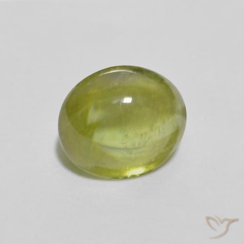1.12 ct Green Sphene Stone, Natural Sphene in Oval Cabochon Shape for Sale
