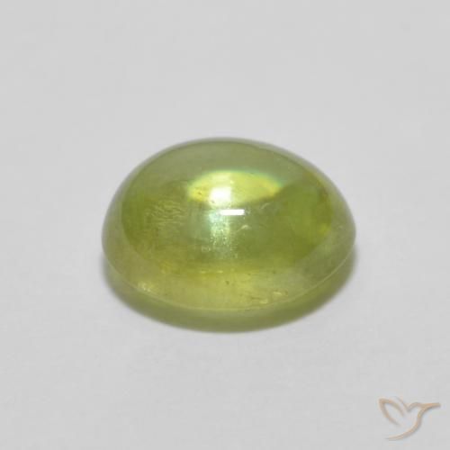 Sphene Gemstone in 6.5 x 5.5 mm Size for Sale, Sphene Stone in Warm Forest Green Color