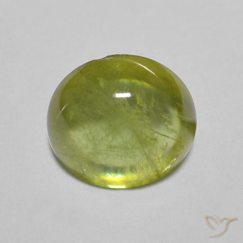 Sphène Vert oval cabochon 1,83 ct du Sri Lanka, dimension 7,3 x 6,6mm, pierre gemme naturelle Non traité, pureté Transparent, 1 pièce Sphène de couleur Vert, dureté Mohs de 5 à 5.5, Photo A