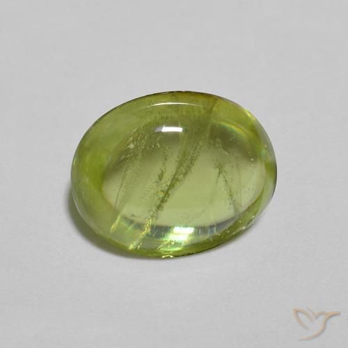 1.28 ct Green Sphene Stone, Natural Sphene in Oval Cabochon Shape for Sale