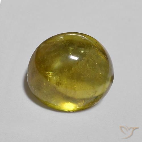 1.88 ct Golden Sphene Stone, Natural Sphene in Oval Cabochon Shape for Sale