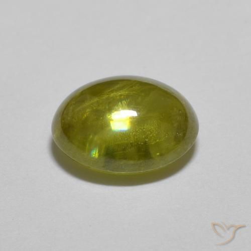 Sphene Gemstone in 7 x 7.6 mm Size for Sale, Sphene Stone in Warm Forest Green Color