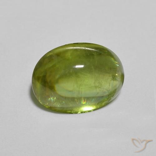 1.31 ct Green Sphene Stone, Natural Sphene in Oval Cabochon Shape for Sale