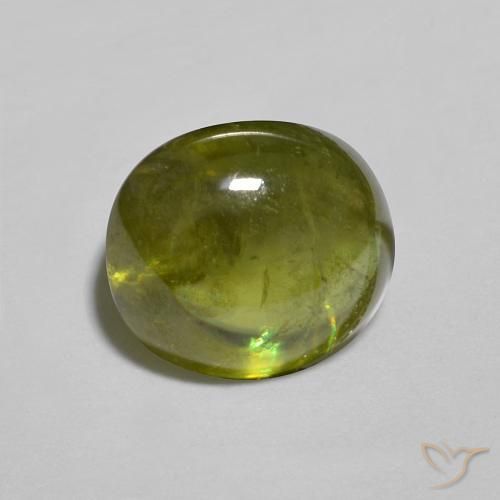 2.17 ct Green Sphene Stone, Natural Sphene in Oval Cabochon Shape for Sale