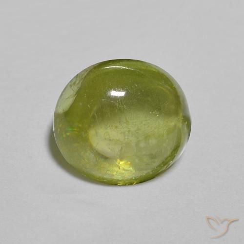 1.41 ct Green Sphene Stone, Natural Sphene in Oval Cabochon Shape for Sale