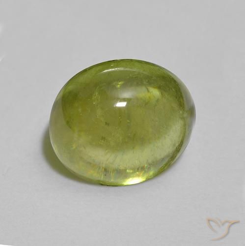 1.56 ct Green Sphene Stone, Natural Sphene in Oval Cabochon Shape for Sale