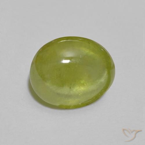 2.03 ct Green Sphene Stone, Natural Sphene in Oval Cabochon Shape for Sale