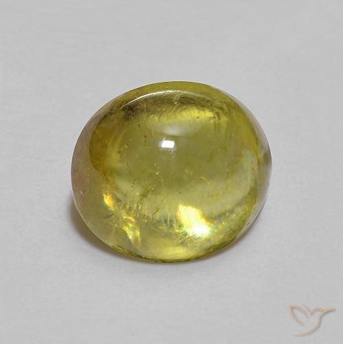 1.47 ct Green Sphene Stone, Natural Sphene in Oval Cabochon Shape for Sale