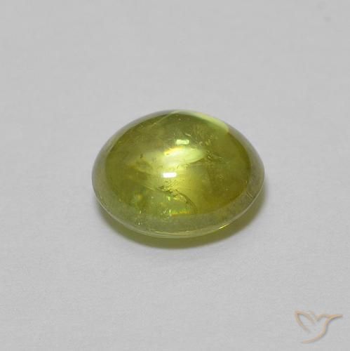 Sphene Gemstone in 5.9 x 5.5 mm Size for Sale, Sphene Stone in Warm Forest Green Color