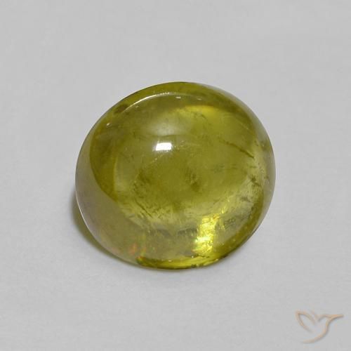 1.45 ct Green Sphene Stone, Natural Sphene in Oval Cabochon Shape for Sale