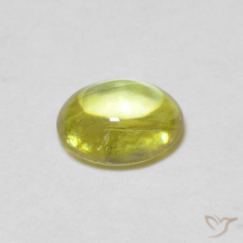 Sphene Gemstone in 6 x 4.8 mm Size for Sale, Sphene Stone in Warm Forest Green Color