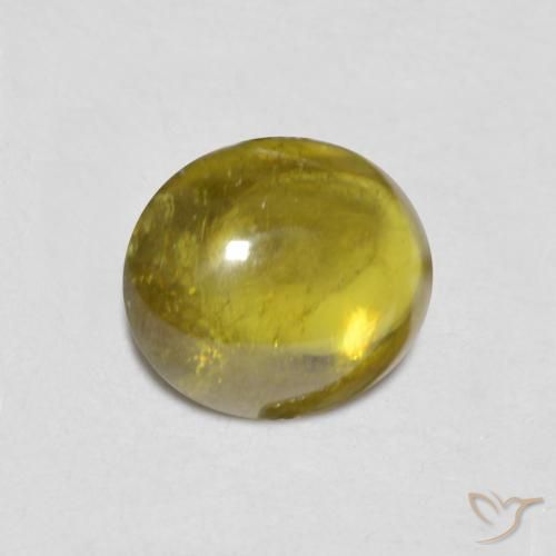 1.03 ct Golden Sphene Stone, Natural Sphene in Oval Cabochon Shape for Sale
