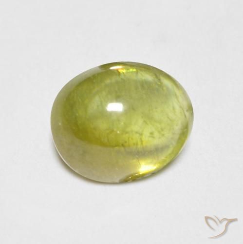 1.30 ct Yellow Sphene Stone, Natural Sphene in Oval Cabochon Shape for Sale