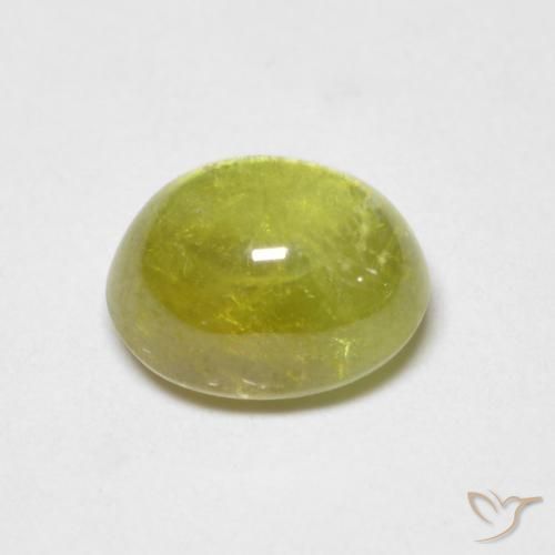 Sphene Gemstone in 6.5 x 5.3 mm Size for Sale, Sphene Stone in Light Greenish Yellow Color