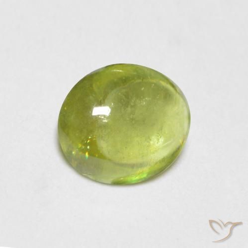0.91 ct Yellow Sphene Stone, Natural Sphene in Oval Cabochon Shape for Sale