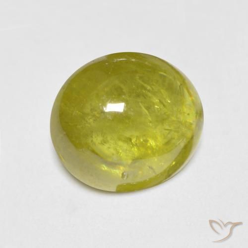 2.89 ct Yellow Sphene Stone, Natural Sphene in Oval Cabochon Shape for Sale