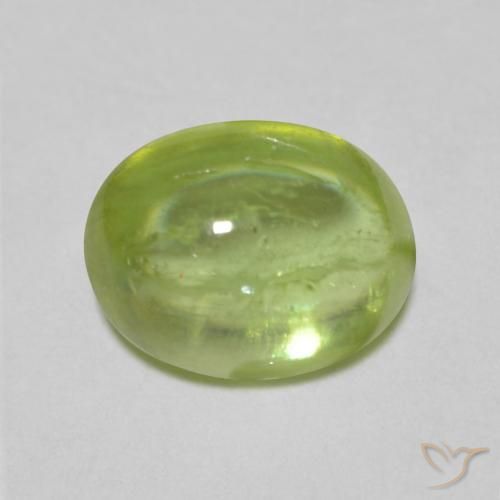 1.47 ct Green Sphene Stone, Natural Sphene in Oval Cabochon Shape for Sale