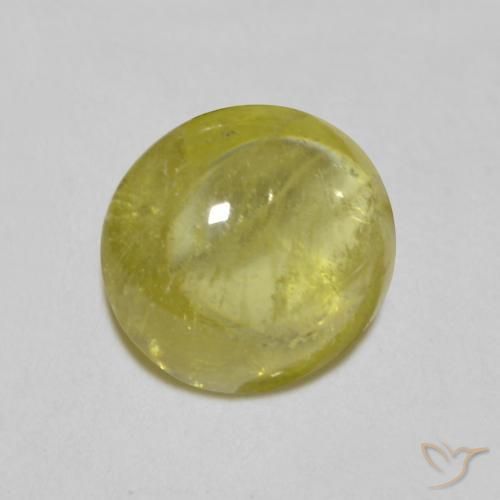 1.25 ct Golden Sphene Stone, Natural Sphene in Oval Cabochon Shape for Sale