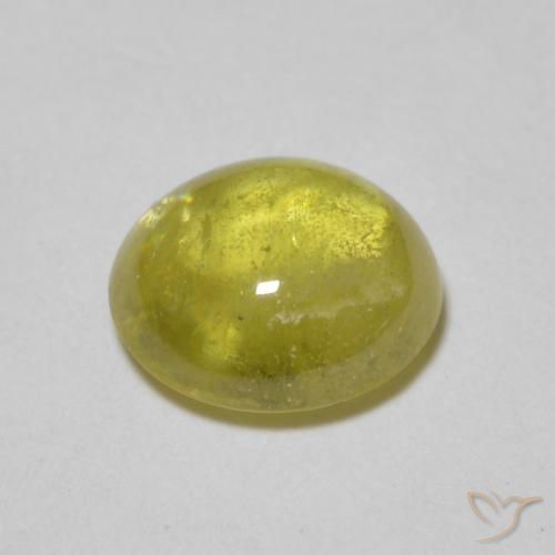 Sphene Gemstone in 6.7 x 6.1 mm Size for Sale, Sphene Stone in Golden Green Brown Color