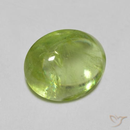 1.35 ct Green Sphene Stone, Natural Sphene in Oval Cabochon Shape for Sale