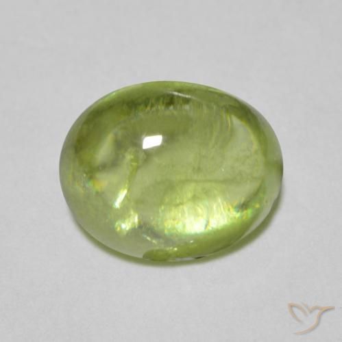 1.30 ct Green Sphene Gemstone, Sphene Gem in Oval Cabochon Shape for Sale.